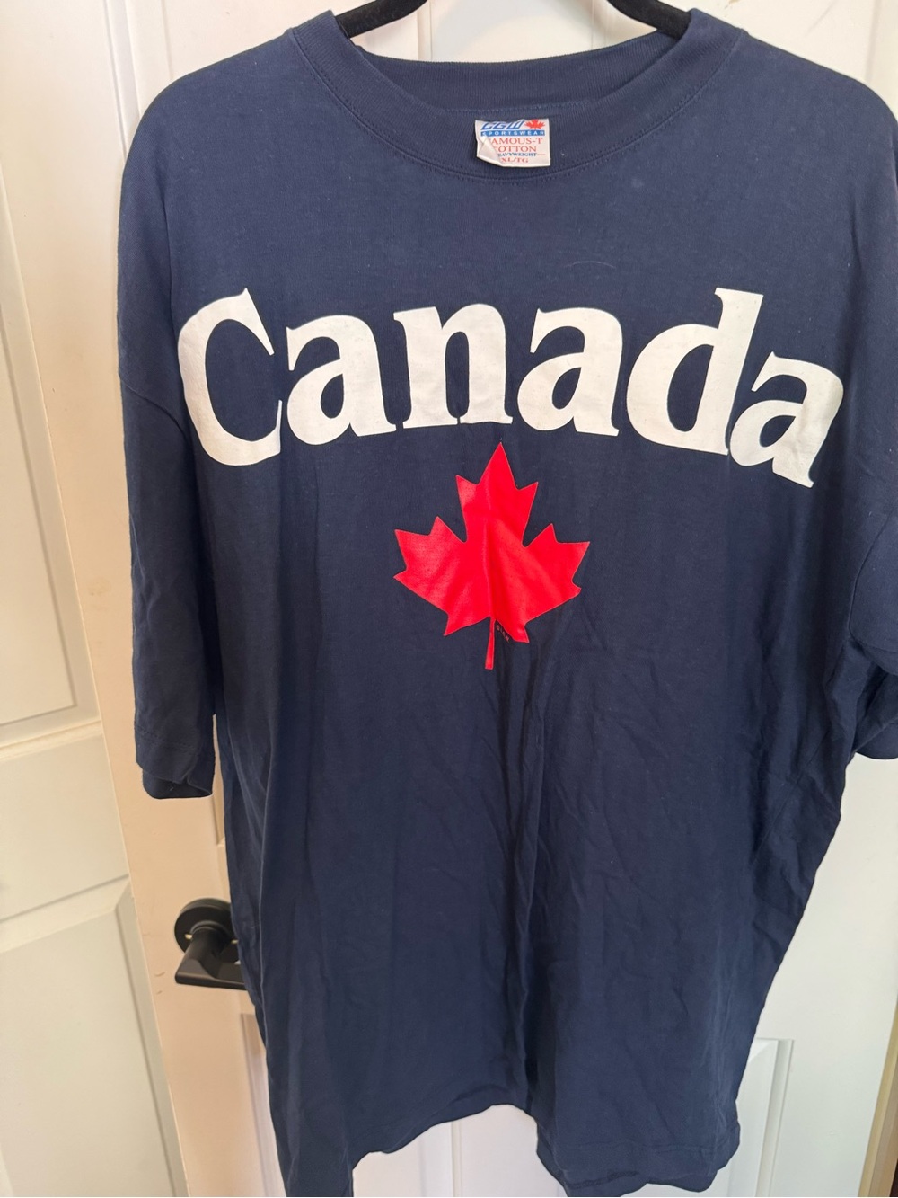 Navy Canada Graphic Short Sleeve T-Shirt with Red Maple Leaf
